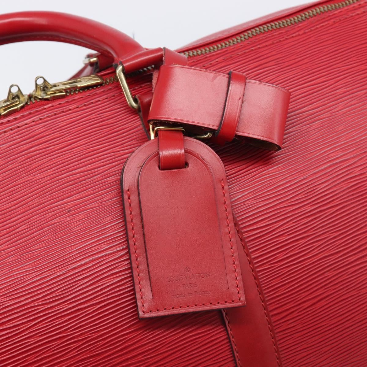 Louis Vuitton Keepall Epi Leather Red Leather Travel Bag Bag (Pre-Owned)