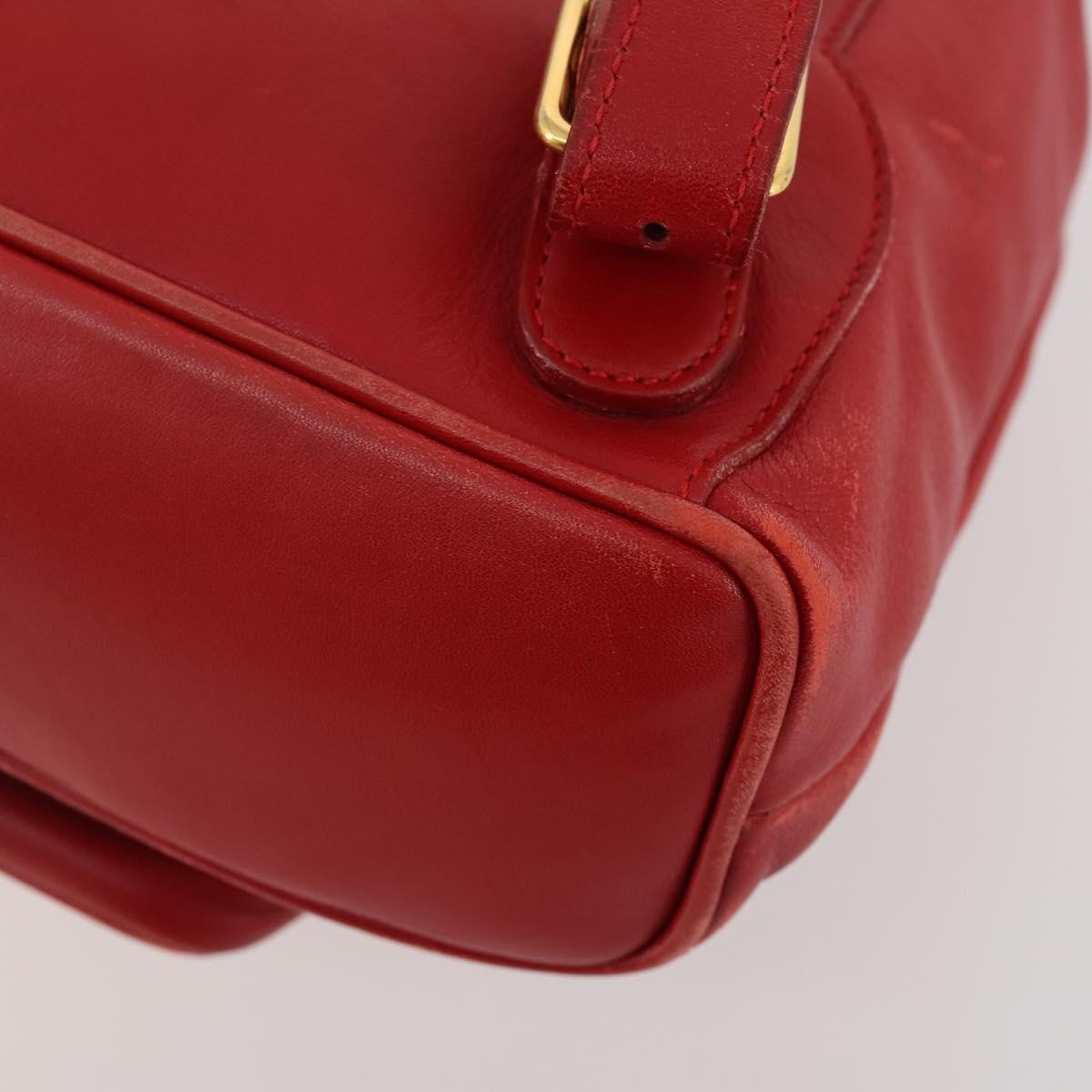 Gucci Vintage Bamboo Leather Red Leather Backpack Bag (Pre-Owned)
