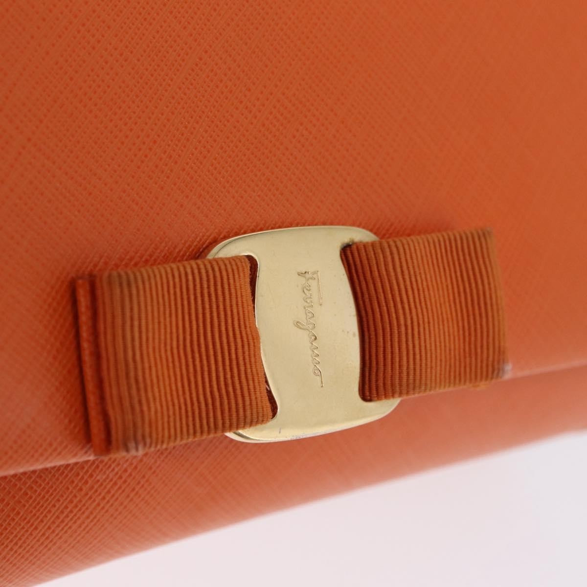 Salvatore Ferragamo Vala Leather Orange Leather Shoulder Bag Bag (Pre-Owned)