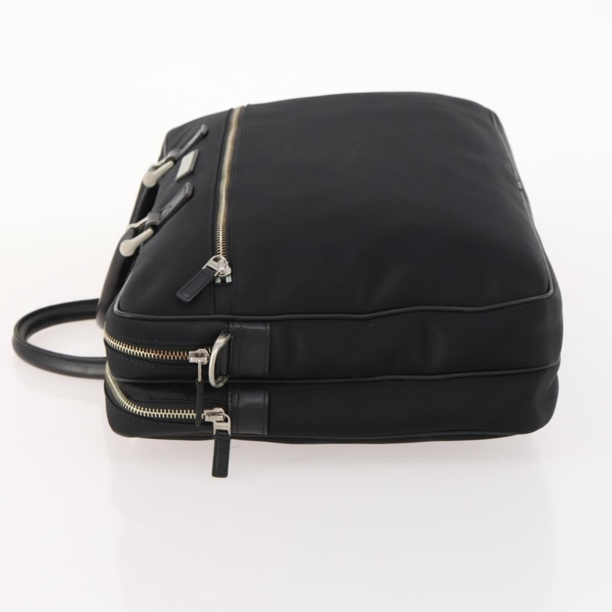 Burberry Front Zip Pocket Convertible Leather Black Nylon Briefcase Bag (Pre-Owned)