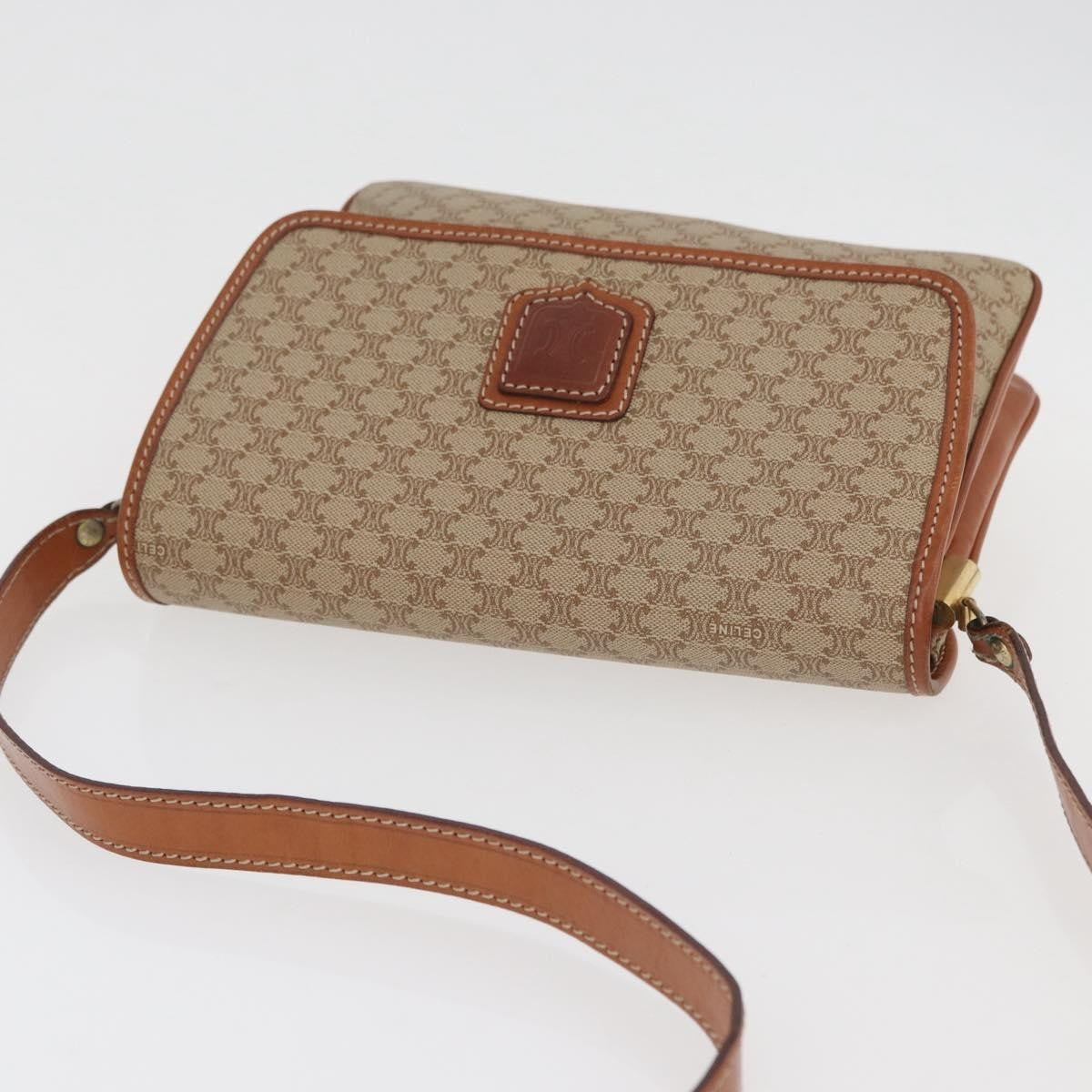 Celine Vintage Macadam Canvas And Leather Beige Canvas Shoulder Bag Bag (Pre-Owned)