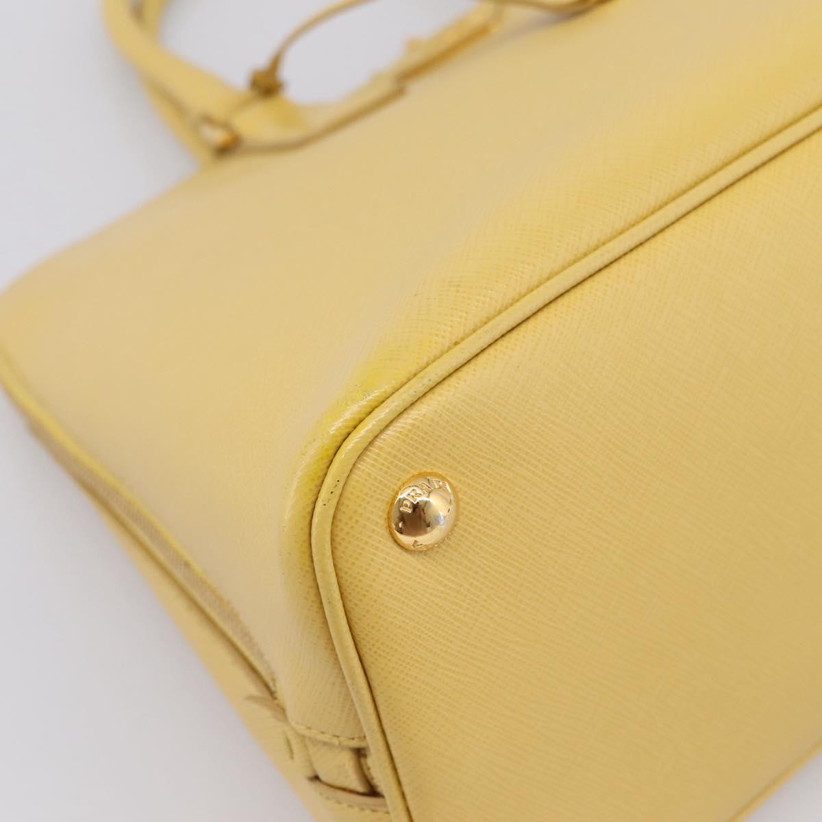 Prada Promenade Saffiano Leather Yellow Leather Handbag (Pre-Owned)