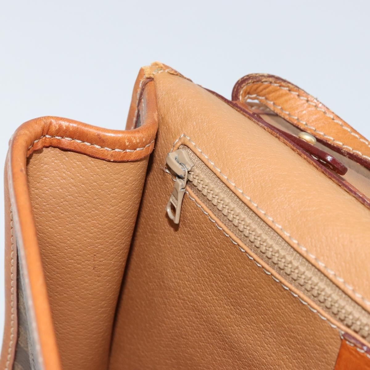 Celine Vintage Macadam Circle Logo Canvas And Leather Brown Canvas Shoulder Bag Bag (Pre-Owned)