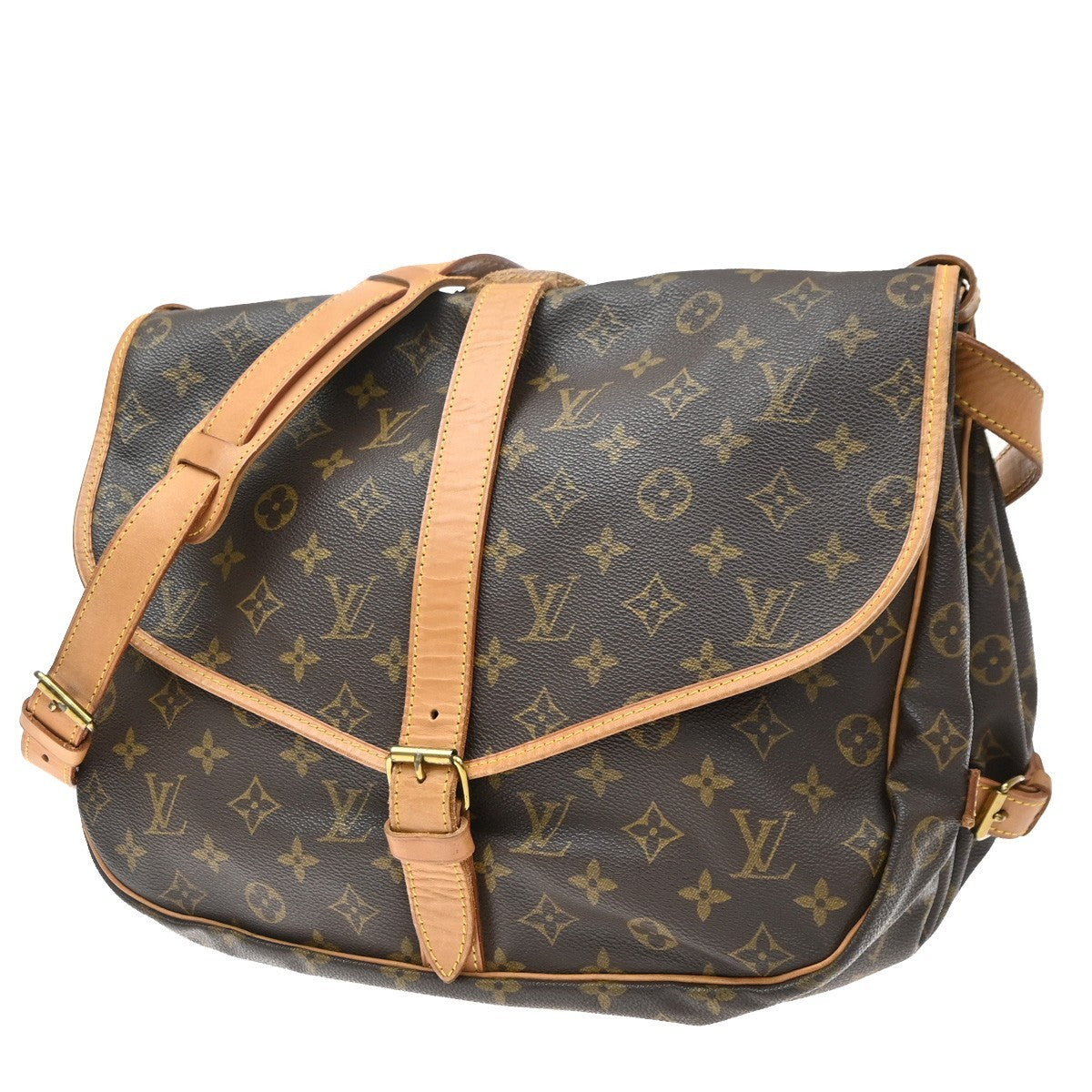Louis Vuitton Saumur Monogram Canvas Brown Canvas Shoulder Bag Bag (Pre-Owned)