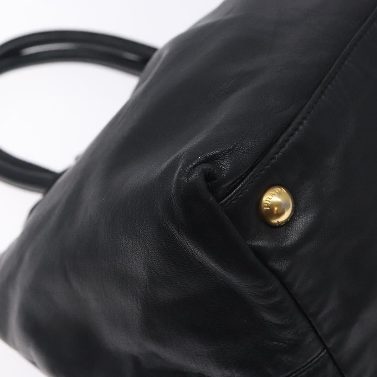 Prada Bow Tote Leather Black Leather Tote Bag Bag (Pre-Owned)