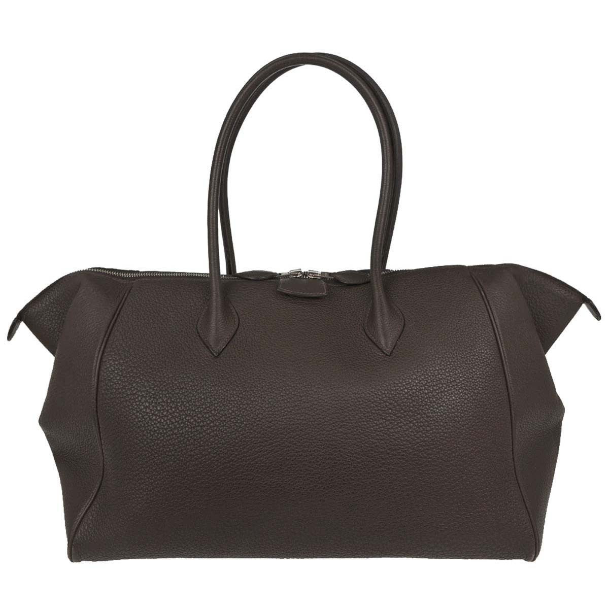 Hermes Paris-Bombay Clémence Brown Leather Handbag (Pre-Owned)