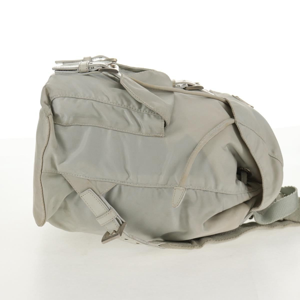 Prada Double Pocket Backpack Chain Shoulder Re-Nylon Gray Nylon Backpack Bag (Pre-Owned)