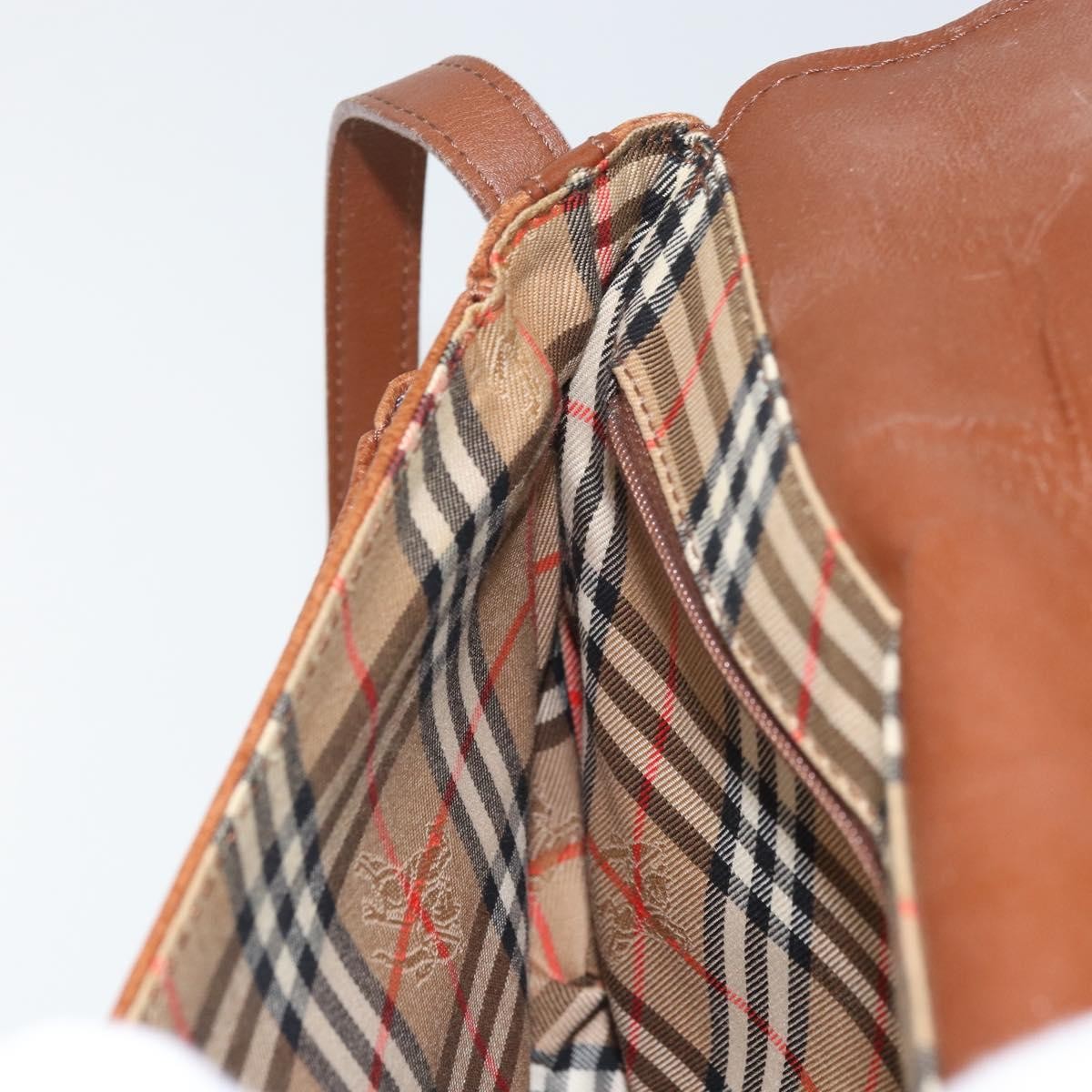 Burberry Vintage Vintage Check Coated Canvas Brown Leather Shoulder Bag Bag (Pre-Owned)