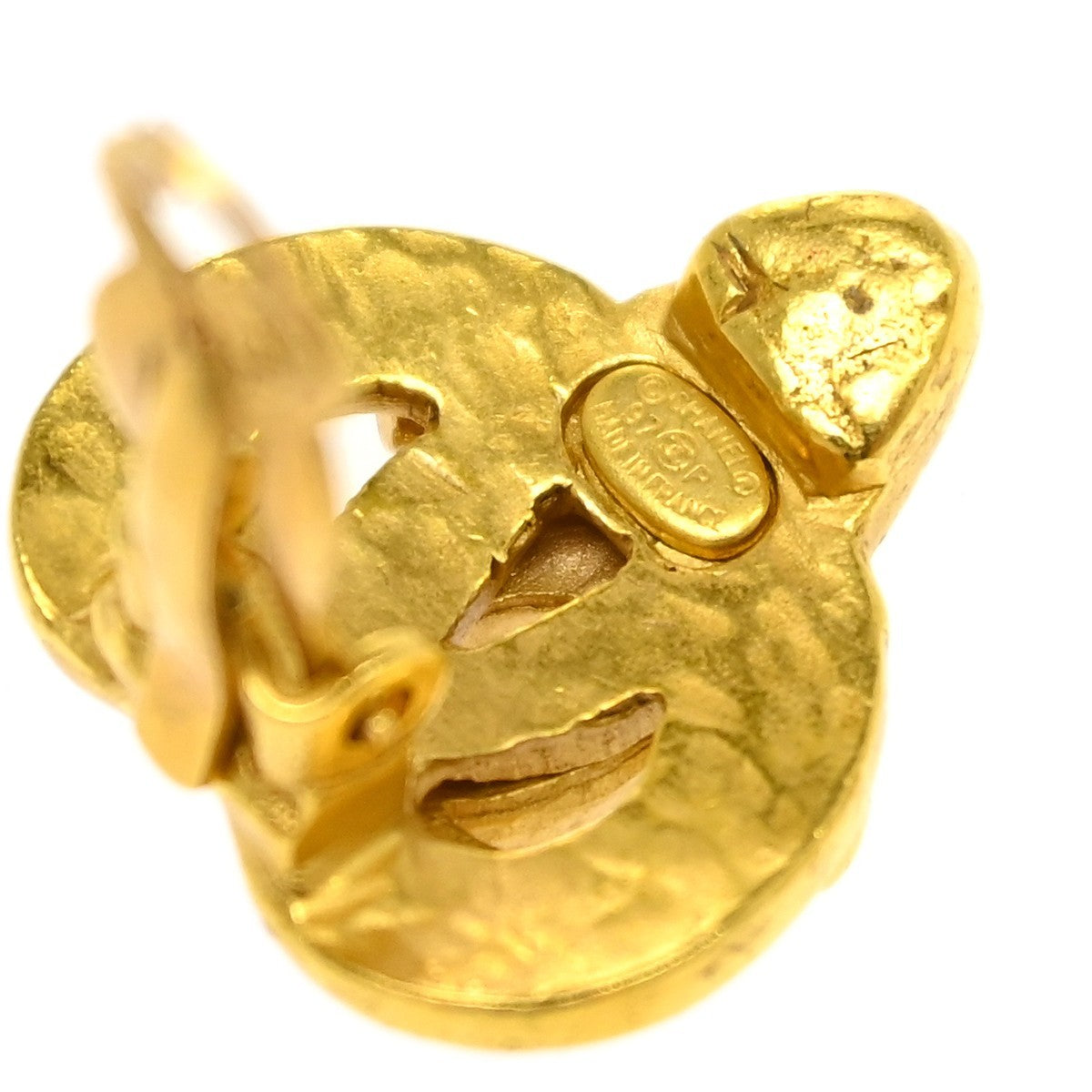 Chanel Vintage Cc Diamond Shape Clips-On Gold-Plated Gold Gold_Plated Earrings Jewelry (Pre-Owned)