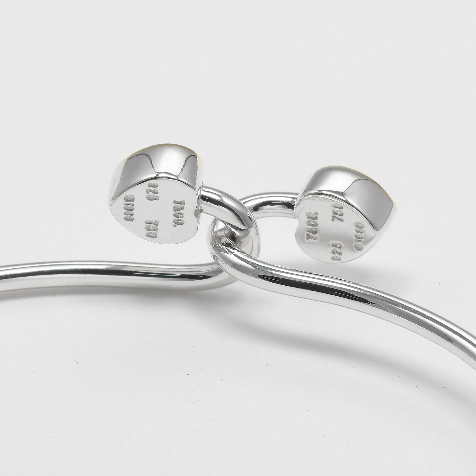 Tiffany & Co. Double Heart Lock Bangle Sterling Silver With 18K Yellow Gold Silver Silver Bracelet Jewelry (Pre-Owned)