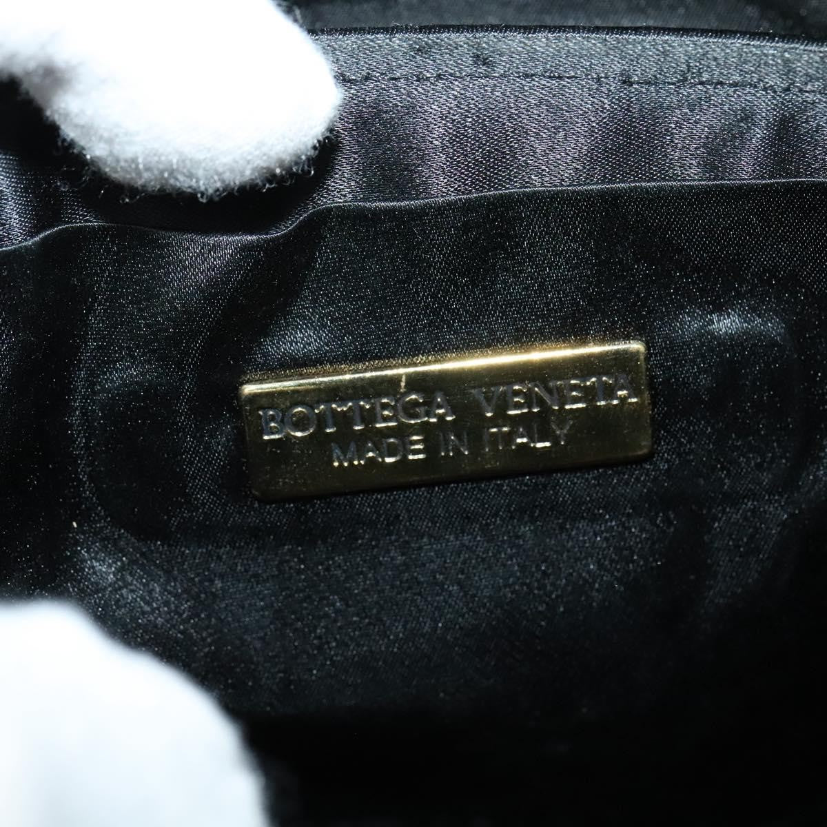 Bottega Veneta Intrecciato Clutch Calfskin Black Satin Shoulder Bag Bag (Pre-Owned)
