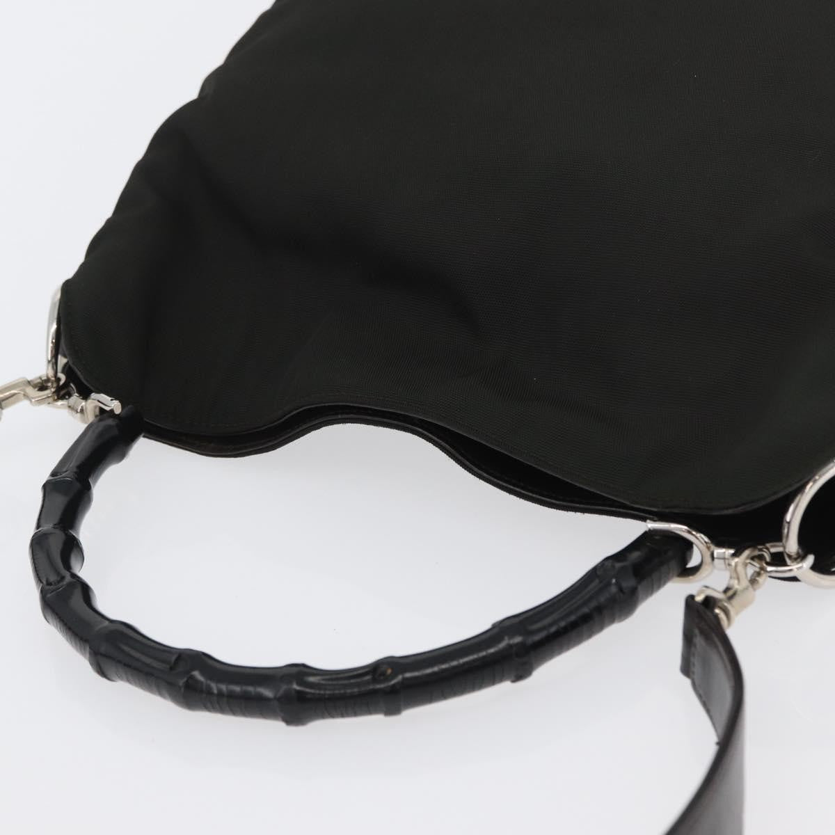Gucci Vintage Bamboo Handle Nylon Black Nylon Handbag (Pre-Owned)