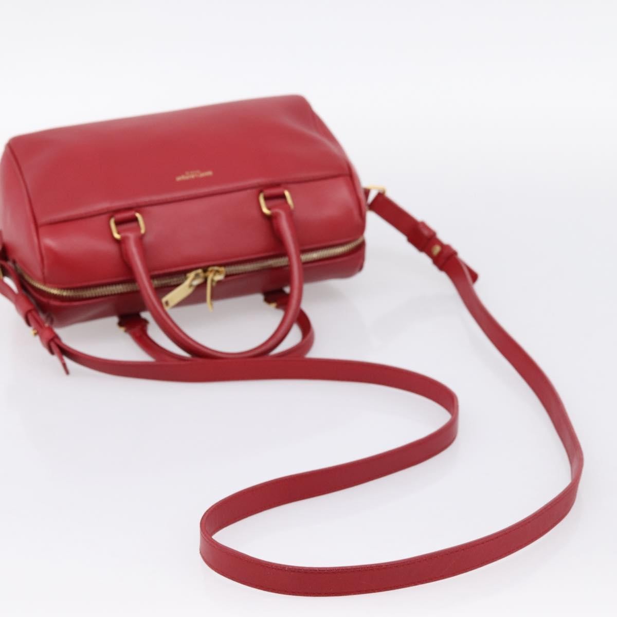 Saint Laurent Classic Baby Duffle Leather Red Leather Handbag (Pre-Owned)