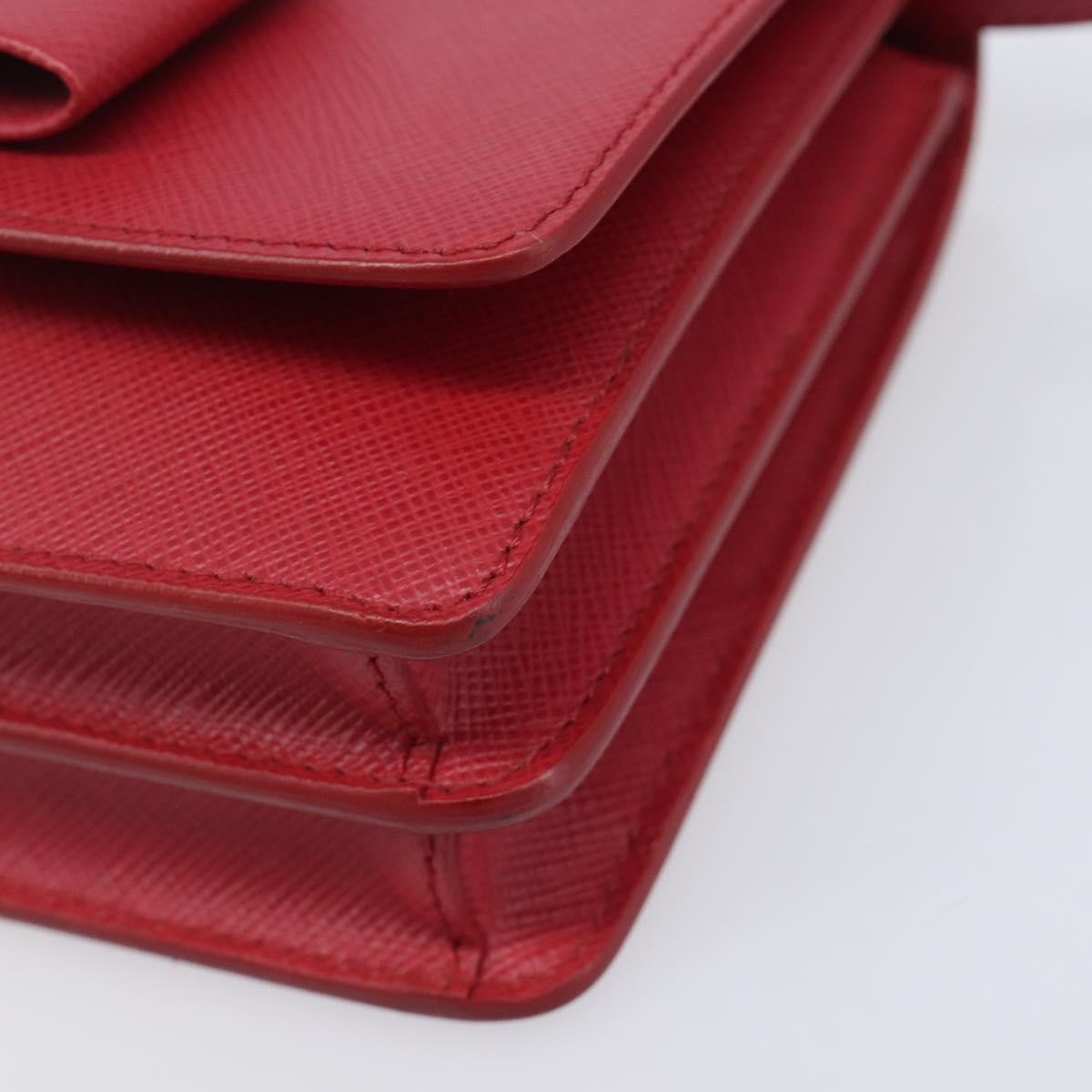 Prada Bow Wallet On Strap Saffiano Leather Red Leather Crossbody Bag Bag (Pre-Owned)