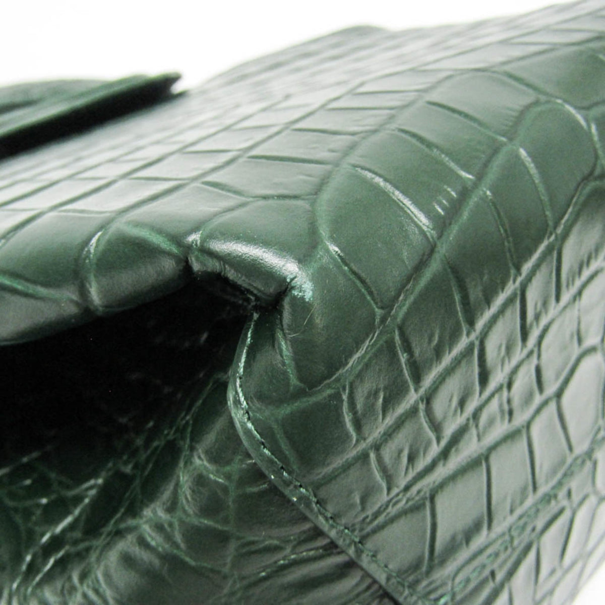 Bottega Veneta Doll Crocodile Embossed Leather Green Leather Tote Bag Bag (Pre-Owned)