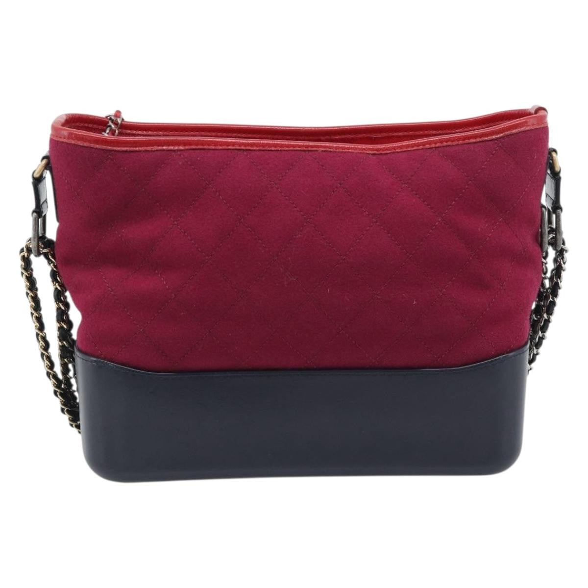 Chanel Gabrielle Logo Hobo Tweed And Calfskin Red Canvas Shoulder Bag Bag (Pre-Owned)