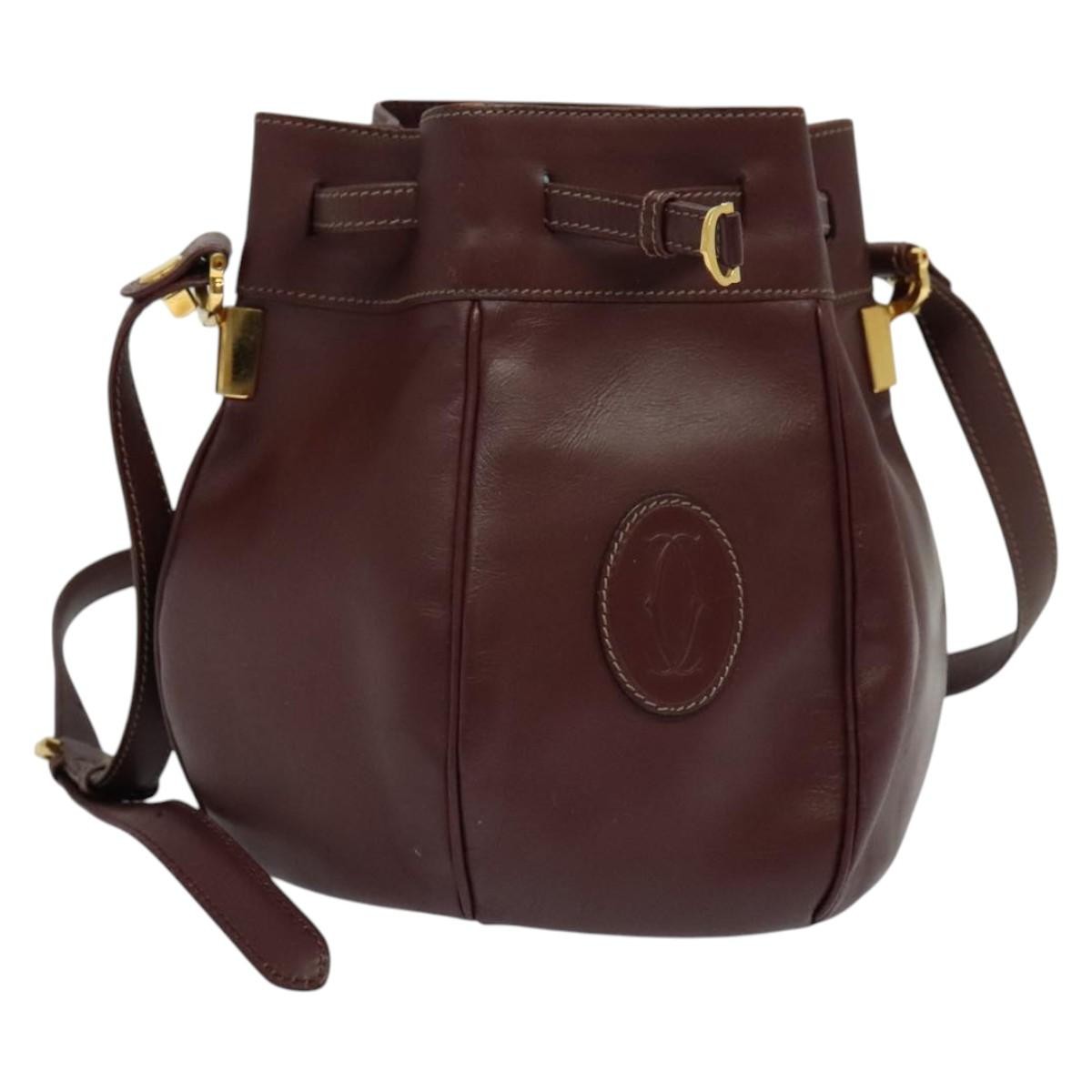 Cartier Must De Cartier Leather Burgundy Leather Shoulder Bag Bag (Pre-Owned)