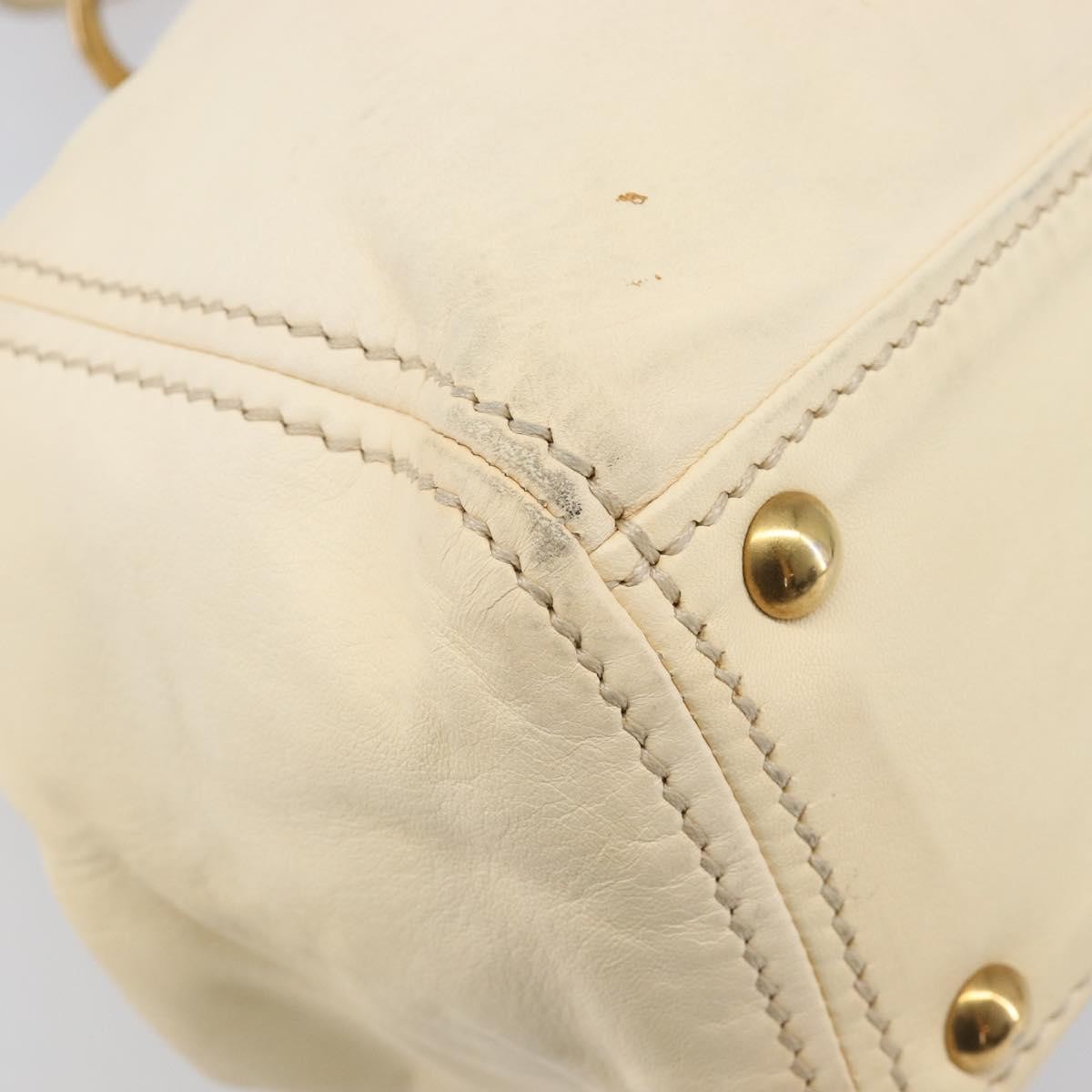 Miu Miu Beau Top Handle Leather Beige Leather Handbag (Pre-Owned)