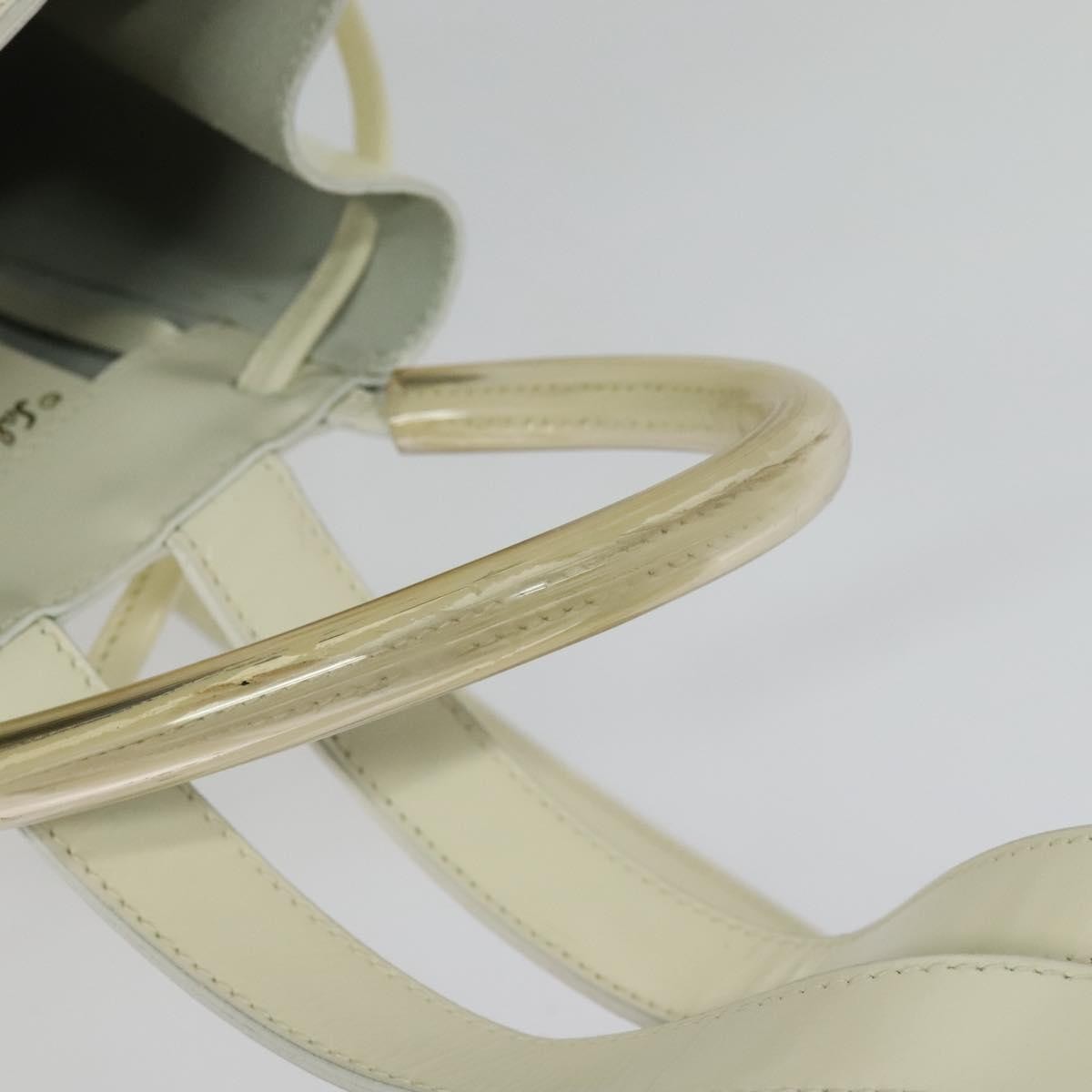 Salvatore Ferragamo Vintage Gancini Patent Leather White Patent_Leather Backpack Bag (Pre-Owned)