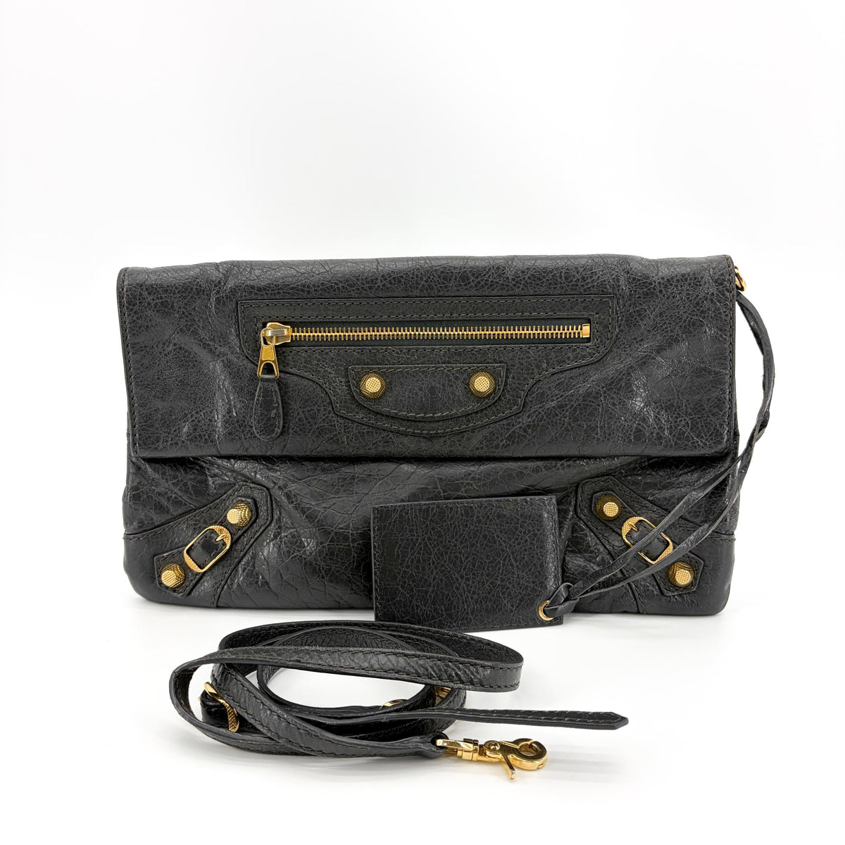 Balenciaga Giant Studs Envelope Clutch Leather Black Leather Clutche & Pouche Bag (Pre-Owned)