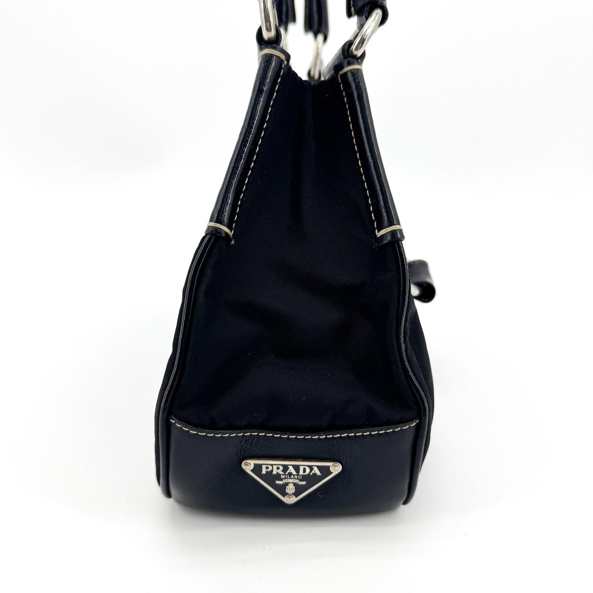 Prada Shoulder Bag Leather Black Nylon Shoulder Bag Bag (Pre-Owned)