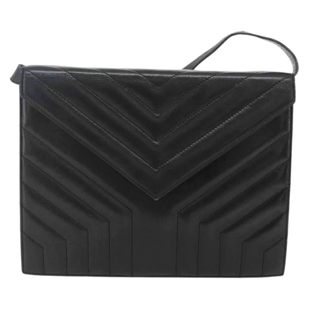 Saint Laurent Loulou Nm Matelasse Chevron Leather Black Leather Shoulder Bag Bag (Pre-Owned)