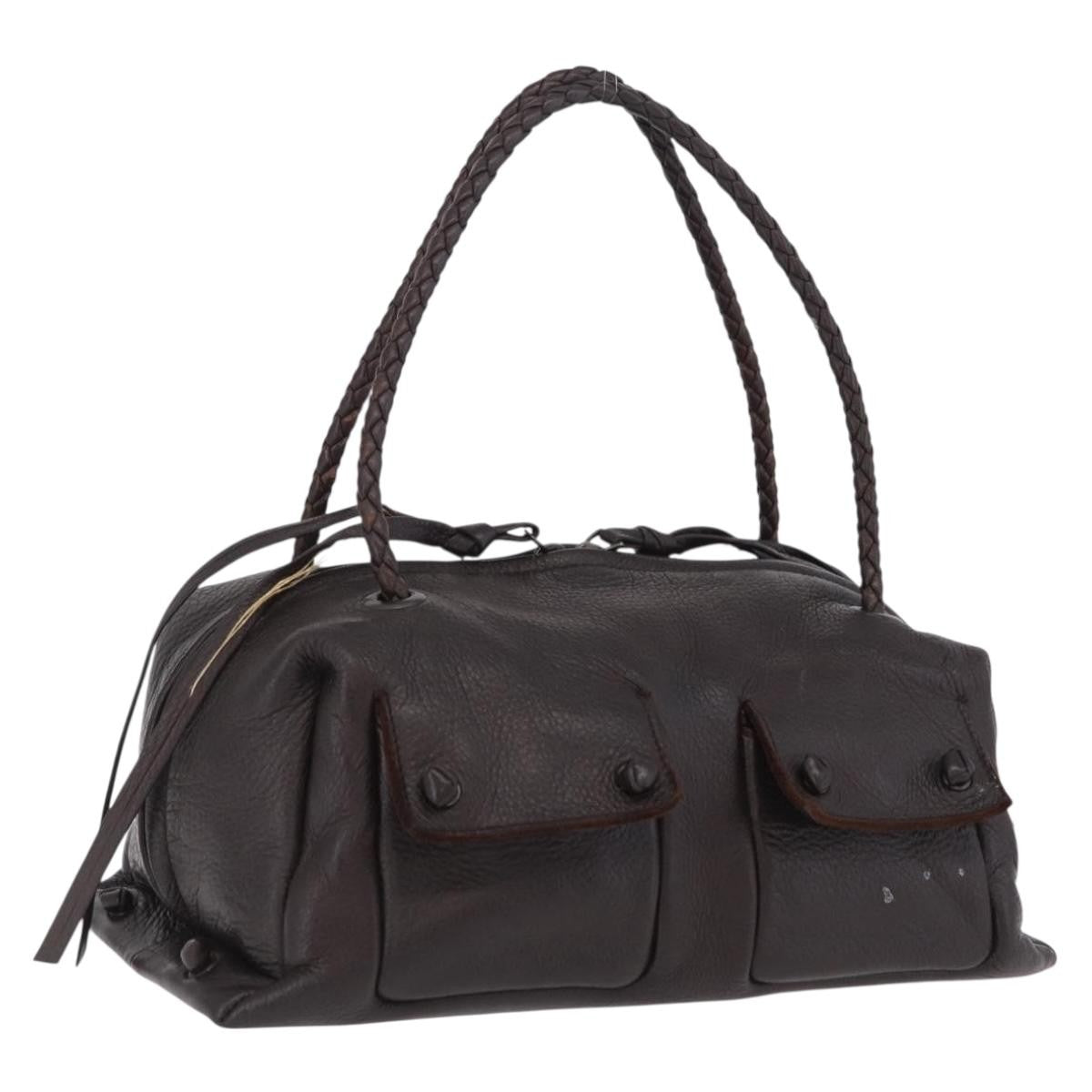 Bottega Veneta Intrecciato Handbag Intrecciato Brown Leather Handbag (Pre-Owned)