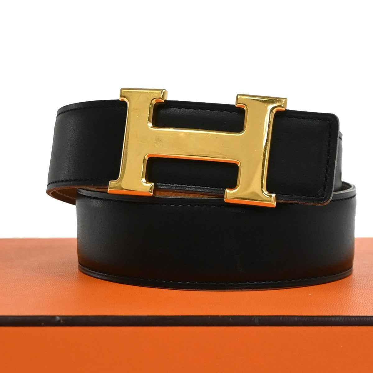 Hermes Constance Reversible Belt Leather Black Leather Belts Accessory (Pre-Owned)