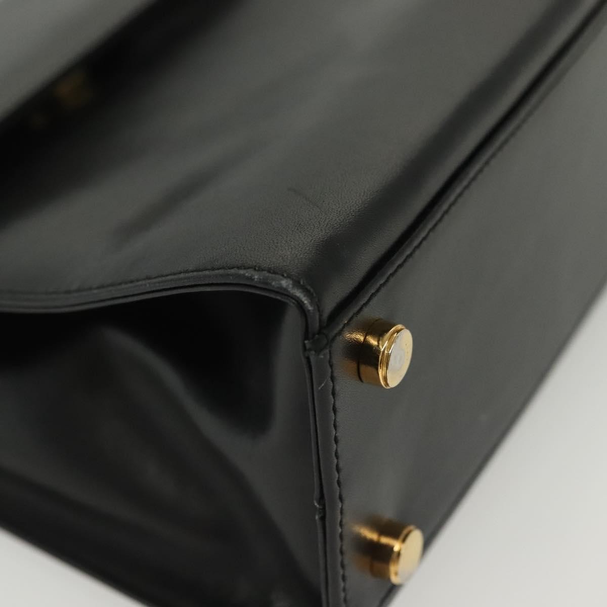Salvatore Ferragamo Vintage Gancini Convertible Top Handle Leather Black Leather Handbag (Pre-Owned)