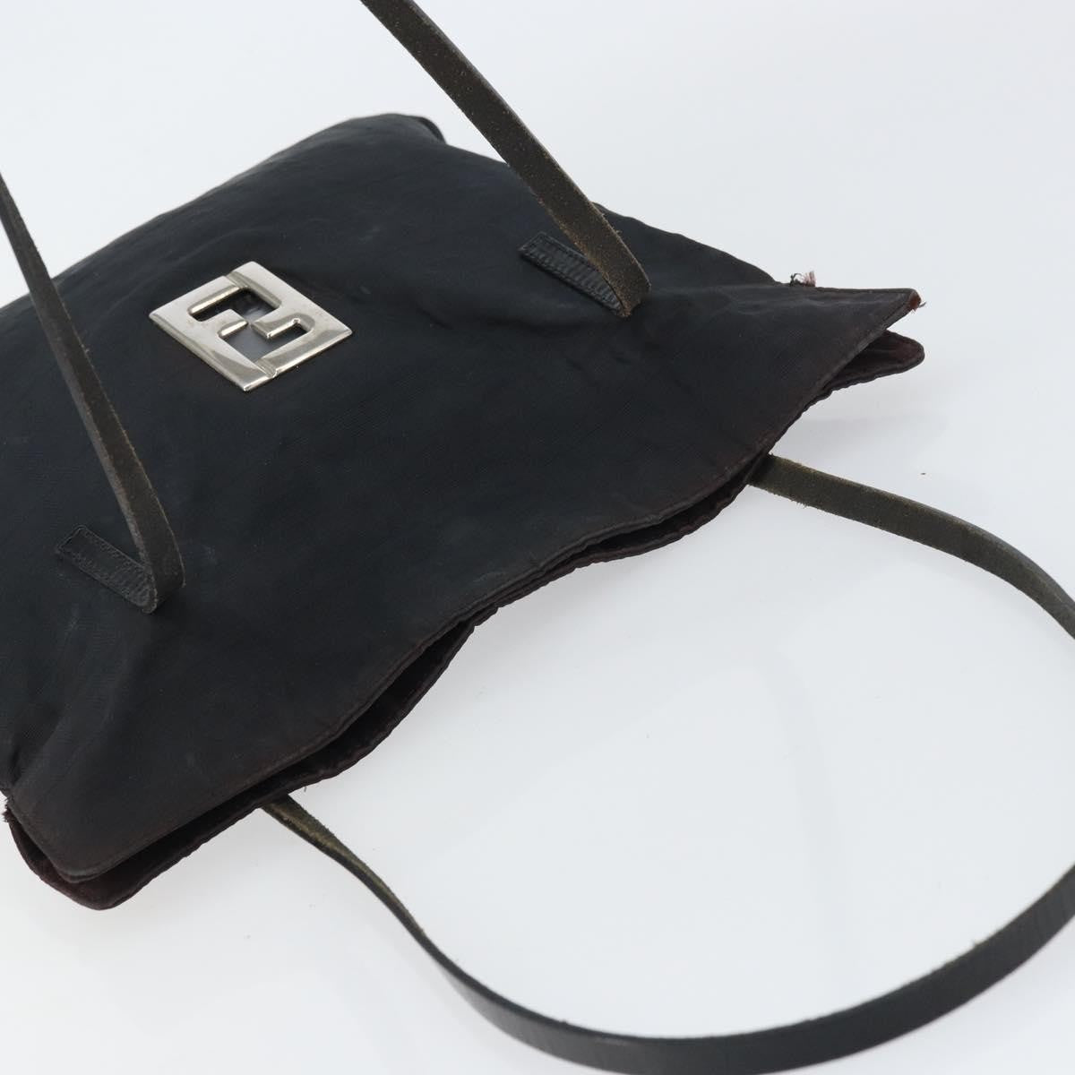 Fendi Zucca Tote Canvas Black Canvas Tote Bag Bag (Pre-Owned)