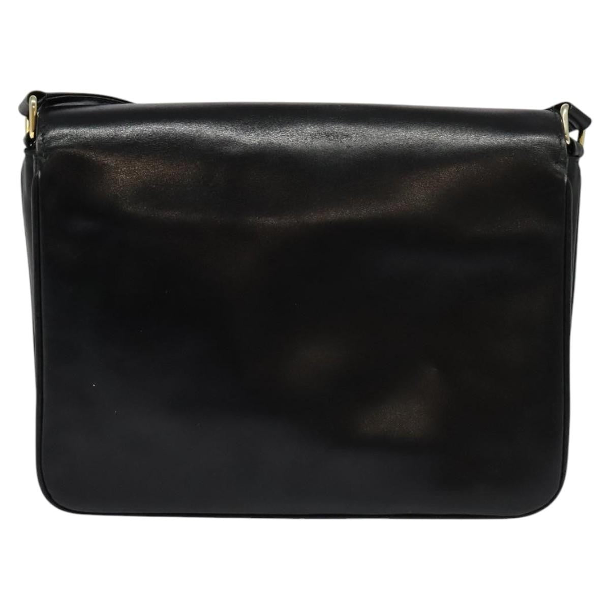 Gucci Sherry Line Shoulder Leather Black Leather Shoulder Bag Bag (Pre-Owned)