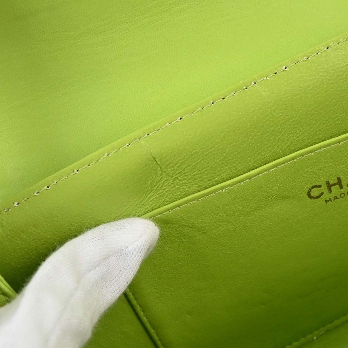 Chanel Chocolate Bar Mademoiselle Lock Chain Quilted Velvet Green Leather Shoulder Bag Bag (Pre-Owned)