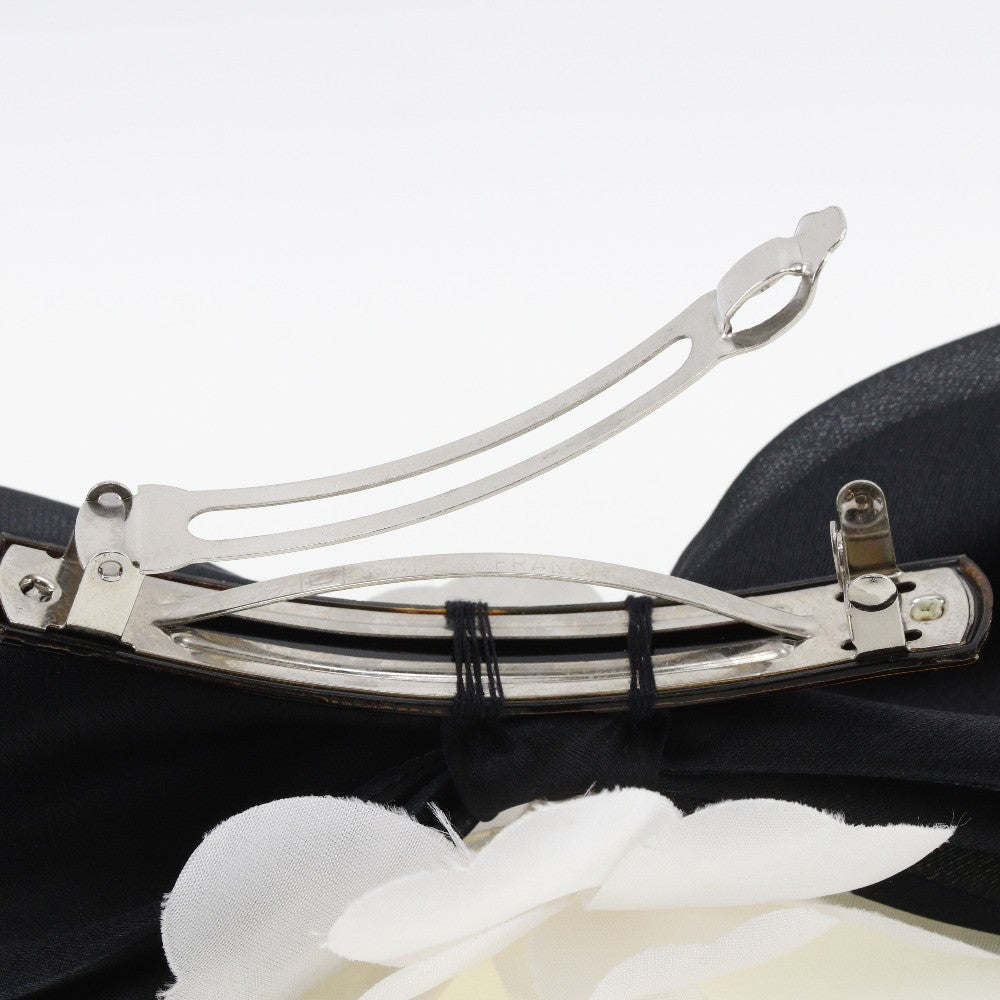 Chanel Camellia Ribbon Headband Silk Black Satin Head Accessory Accessory (Pre-Owned)