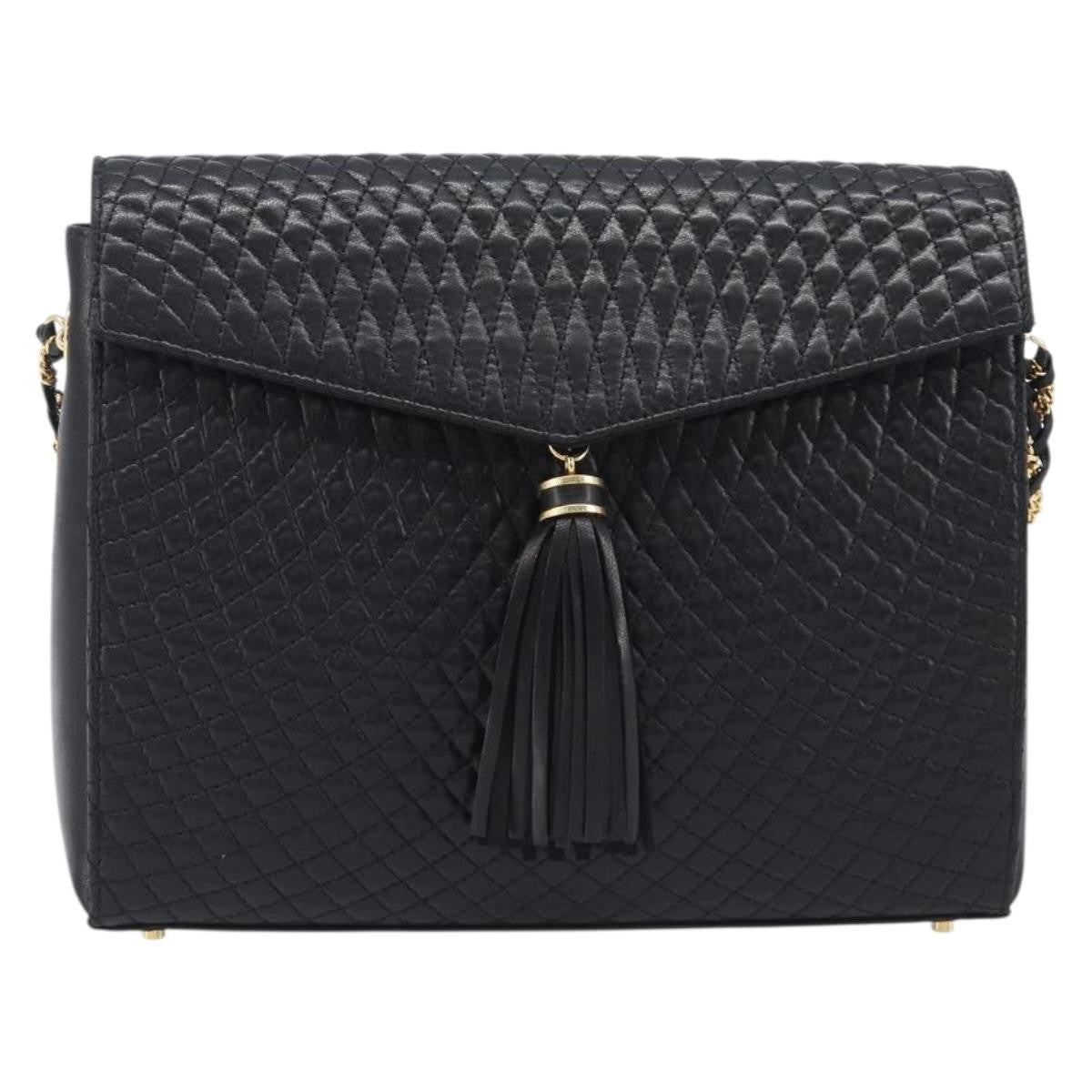 Bally Vintage Chain Quilted Leather Black Leather Shoulder Bag Bag (Pre-Owned)