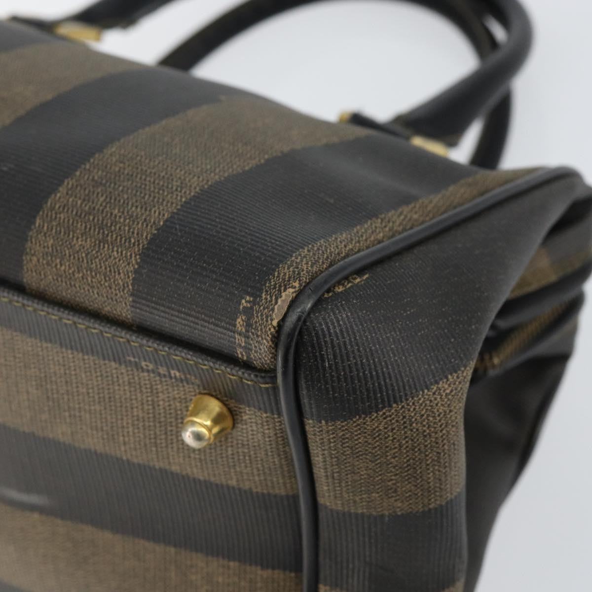 Fendi Vintage Pequin Boston Coated Canvas Black Canvas Bag (Pre-Owned)
