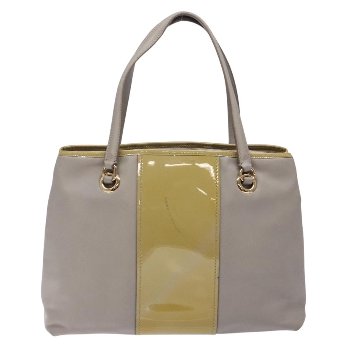 Salvatore Ferragamo Vala Leather Gray Leather Handbag (Pre-Owned)