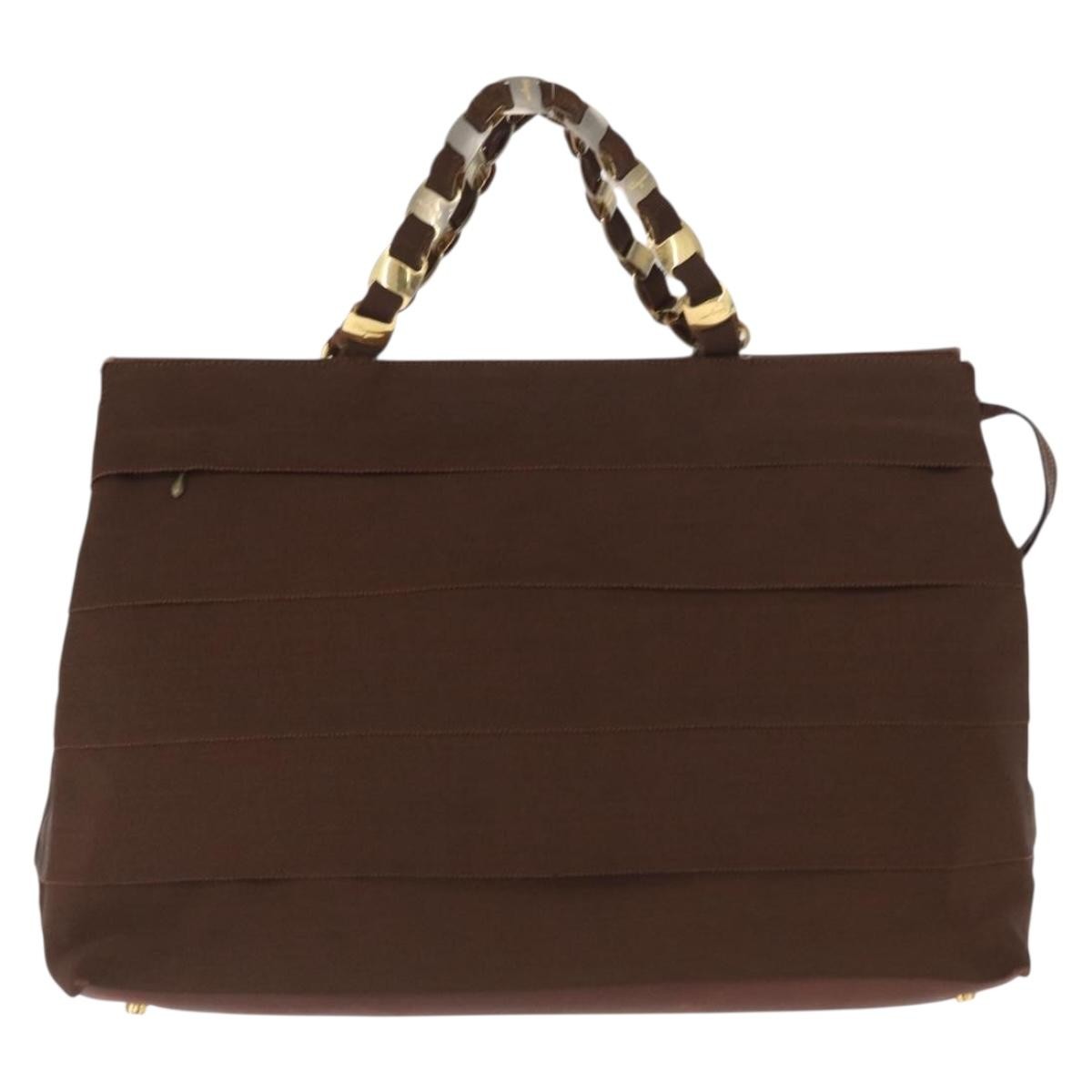 Salvatore Ferragamo Vala Tote Canvas Brown Canvas Tote Bag Bag (Pre-Owned)