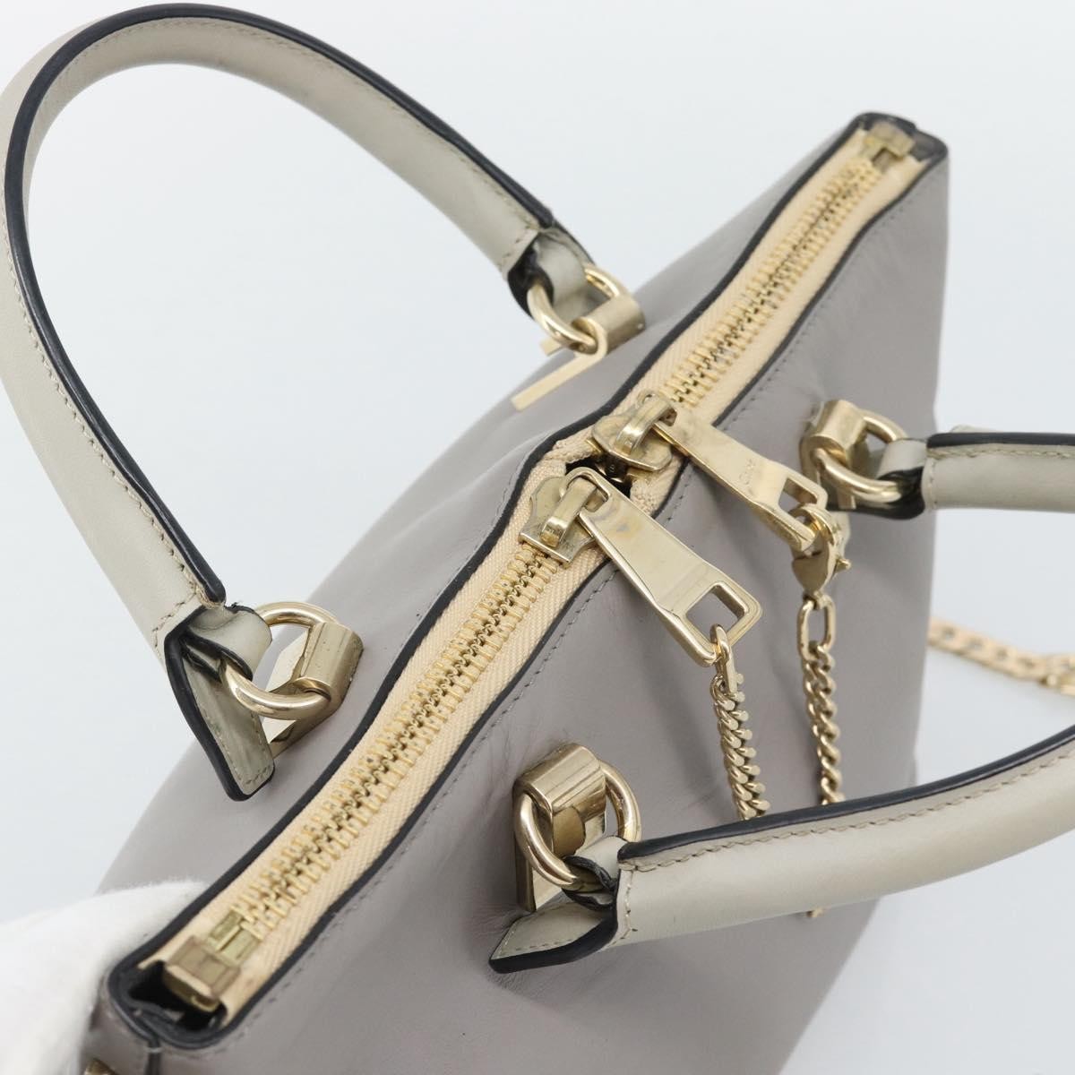 Chloe Bicolor Baylee Satchel Leather Gray Leather Handbag (Pre-Owned)