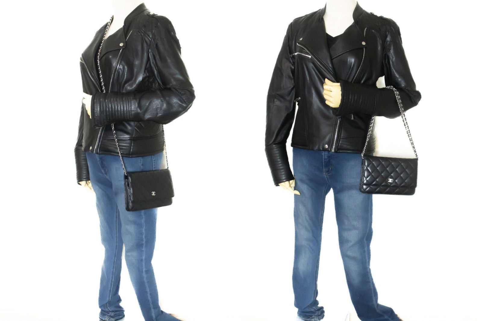 Chanel Wallet On Chain Quilted Lambskin Black Leather Wallets Accessory (Pre-Owned)
