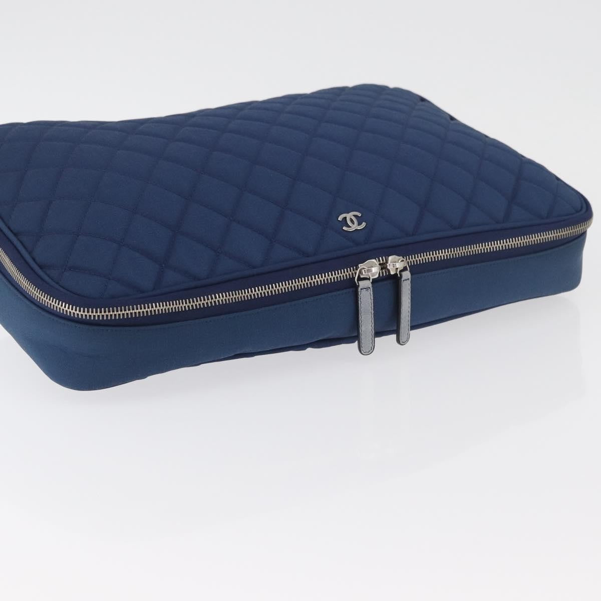 Chanel Laptop Sleeve Quilted Nylon Blue Nylon Clutche & Pouche Bag (Pre-Owned)