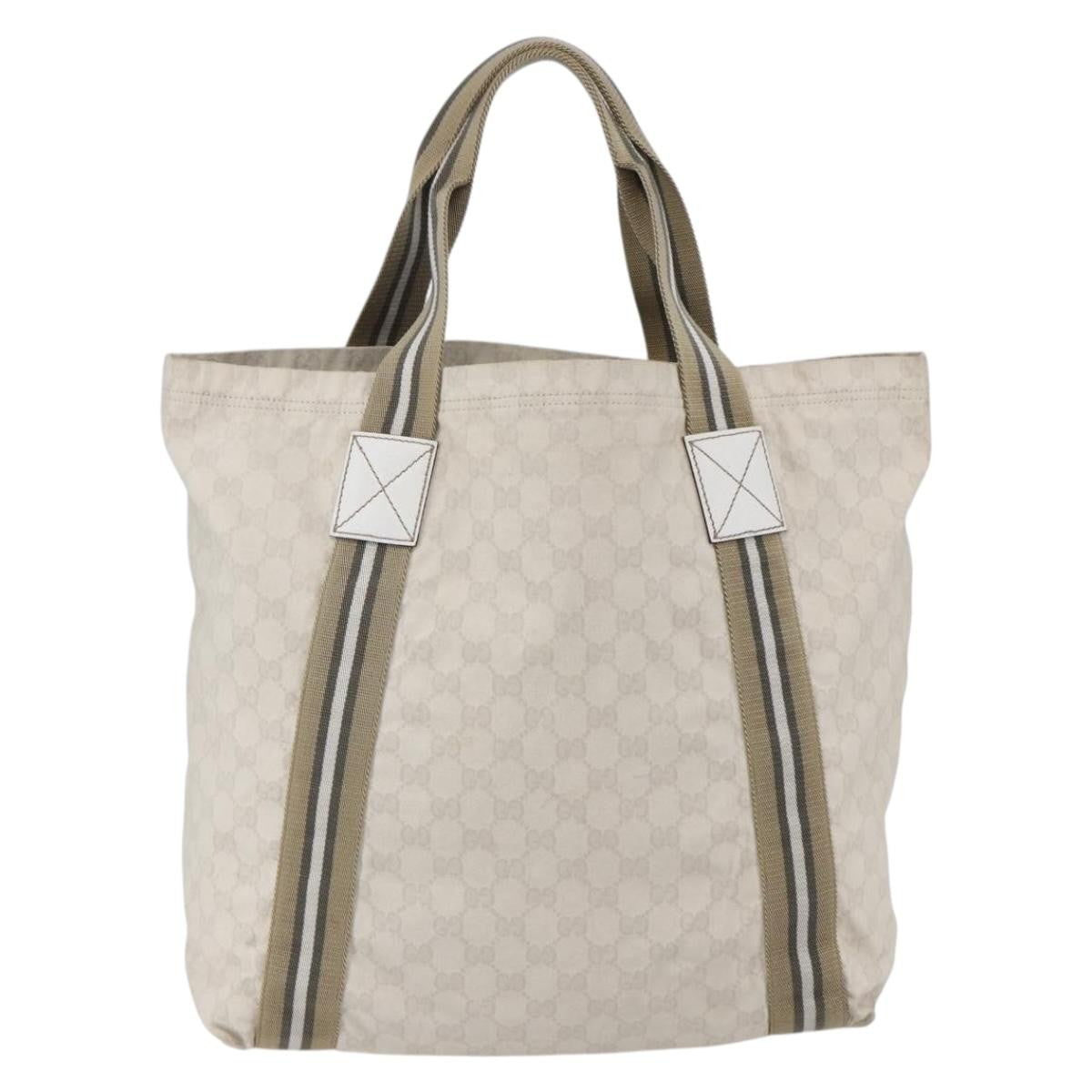 Gucci Original Web Gg Canvas Beige Canvas Tote Bag Bag (Pre-Owned)