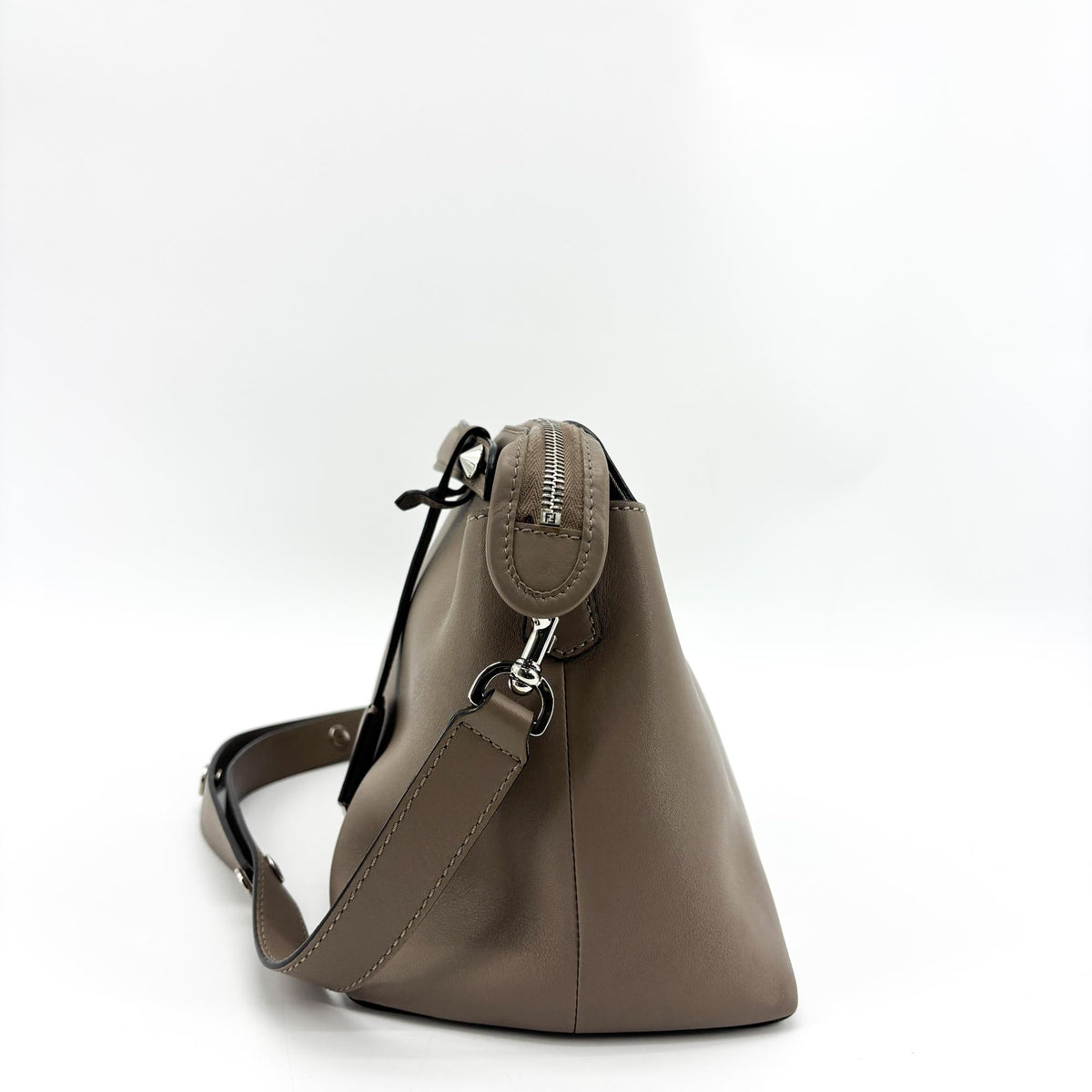Fendi By The Way Satchel Calfskin Beige Leather Handbag (Pre-Owned)