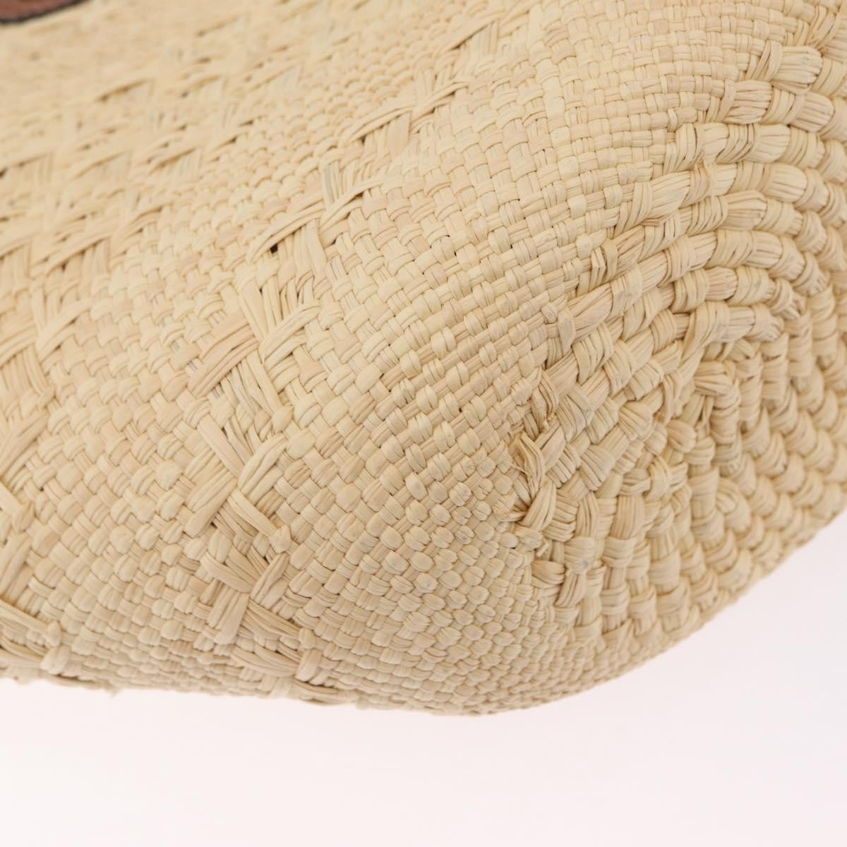 Loewe Anagram Basket Raffia Beige Wood Tote Bag Bag (Pre-Owned)