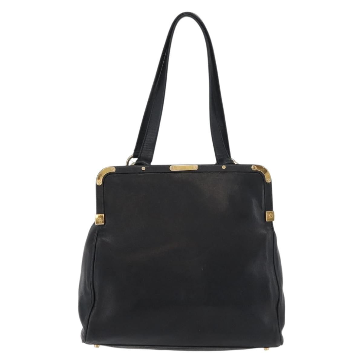 Prada Tote Leather Black Leather Tote Bag Bag (Pre-Owned)