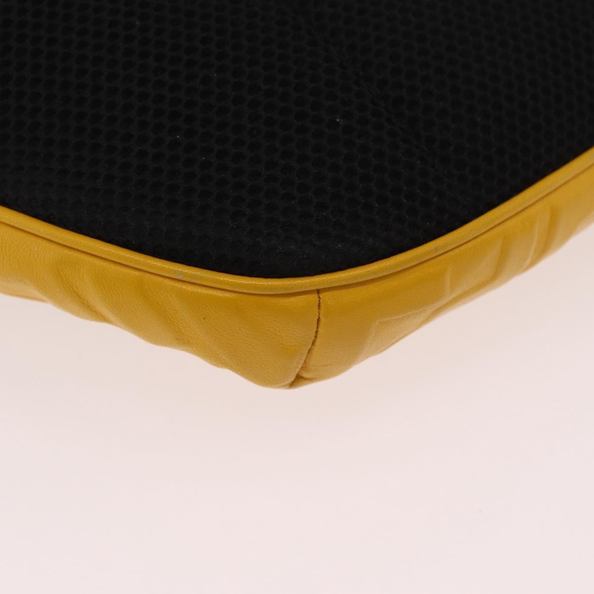 Fendi Zip Waist Zucca Embossed Leather Yellow Canvas Handbag (Pre-Owned)