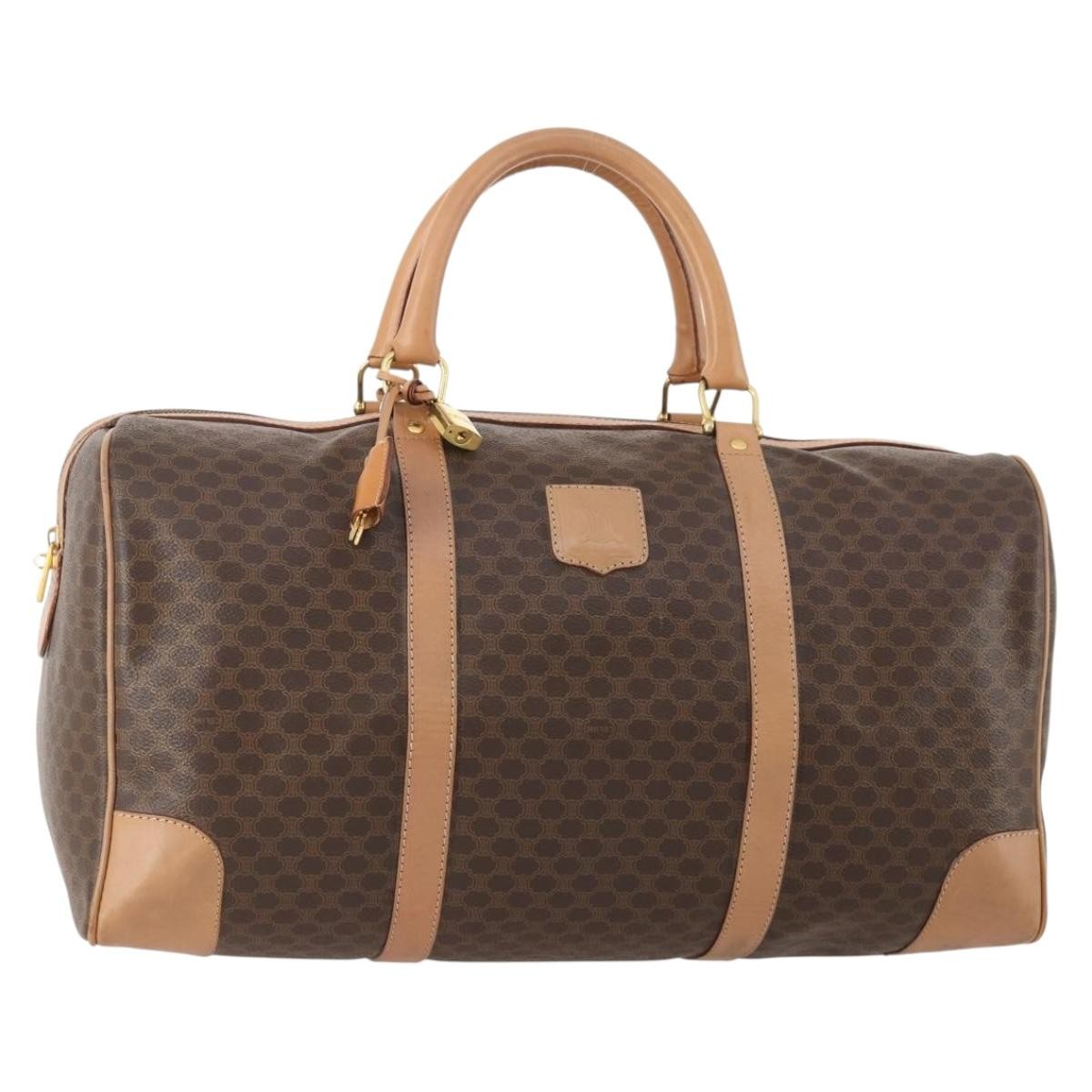 Celine Vintage Duffle Canvas And Leather Brown Canvas Travel Bag Bag (Pre-Owned)