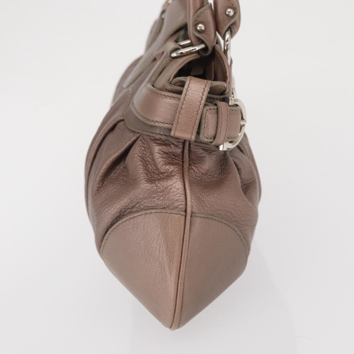 Salvatore Ferragamo Gancini Leather Beige Leather Handbag (Pre-Owned)
