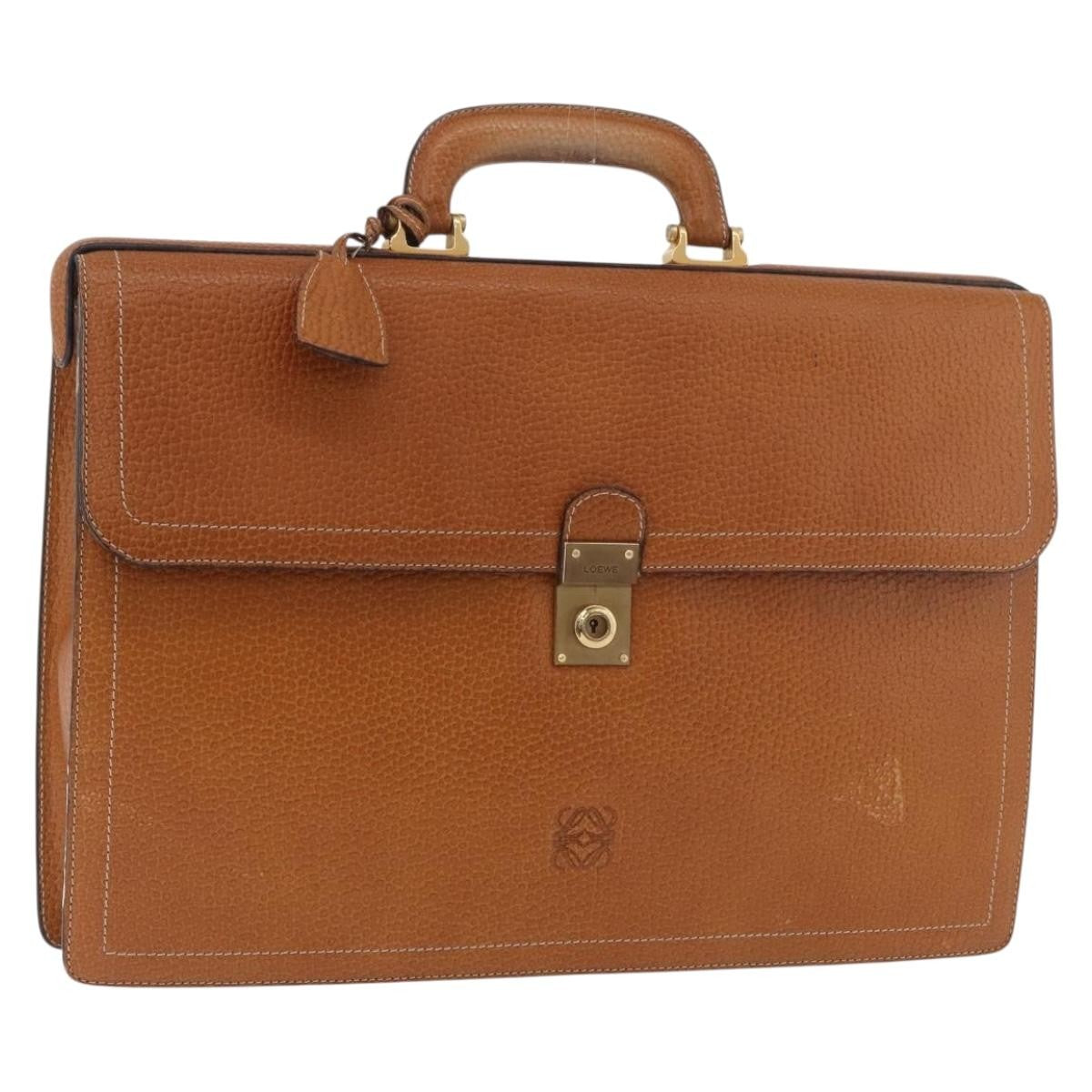 Loewe Anagram Business Leather Brown Leather Briefcase Bag (Pre-Owned)
