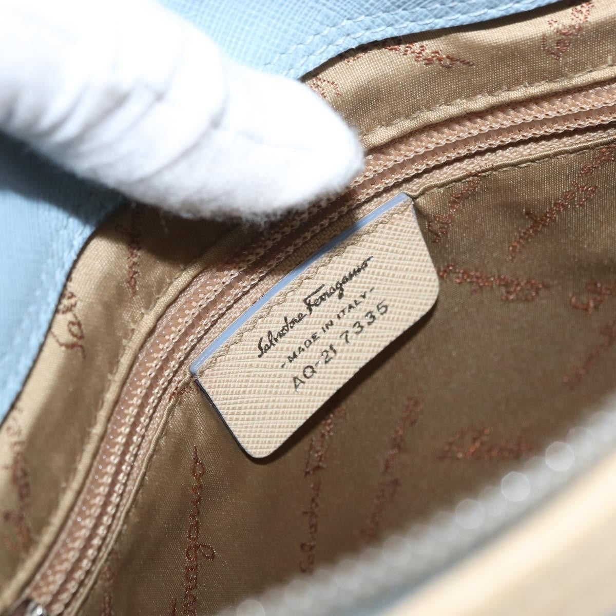 Salvatore Ferragamo Gancini Leather Blue Leather Shoulder Bag Bag (Pre-Owned)
