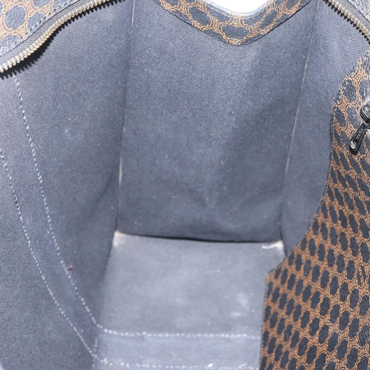 Celine Vintage Macadam Shopper Tote Coated Canvas Black Canvas Tote Bag Bag (Pre-Owned)